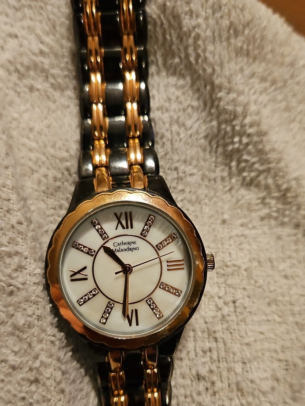 Catherine Malandrino Two-Tone Gold and Grey Women's Watch